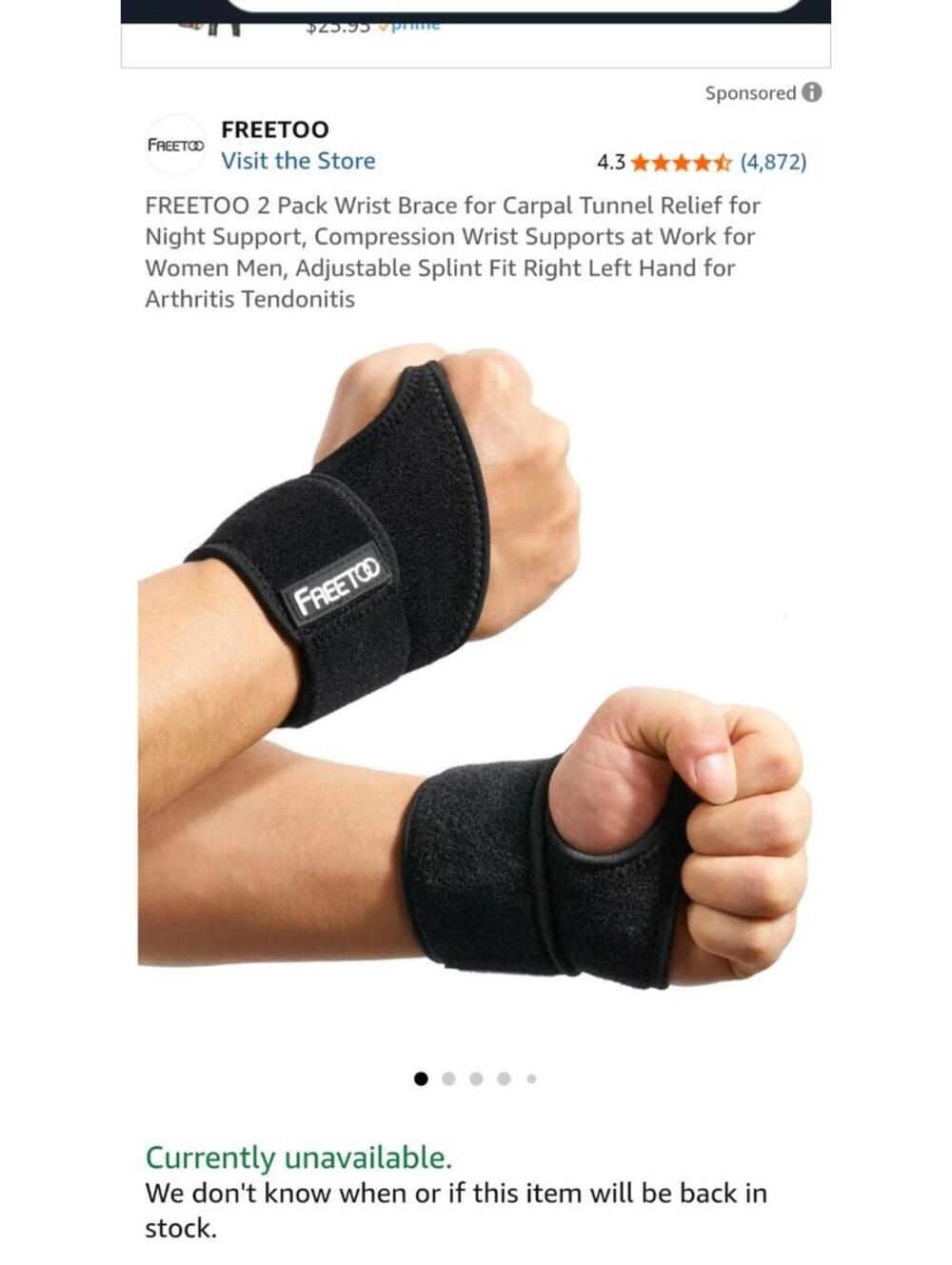 FREETO0 2 Pack Wrist Brace for Carpal Tunnel Relief for Night Support, Compress